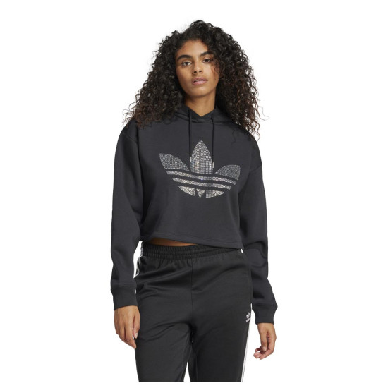 Adidas Γυναικείο φούτερ Rhinestone Trefoil Loose Crop Hoodie